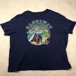 Mens Vintage Ocean Fishing Castaway‎ Shipwreck Saloon T shirt blue SS 3XL